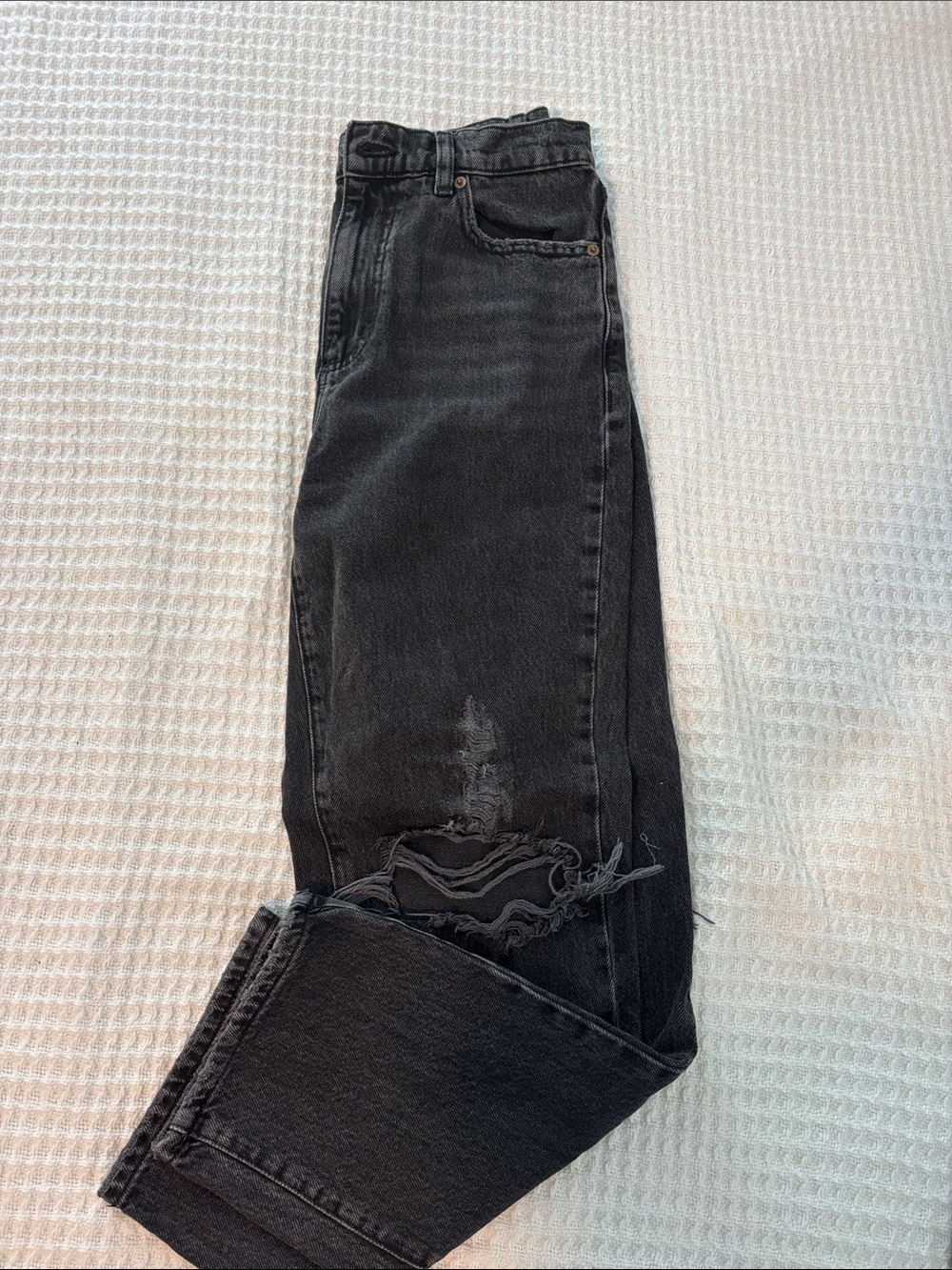 Garage Black Straight Leg Distressed Women's Jeans